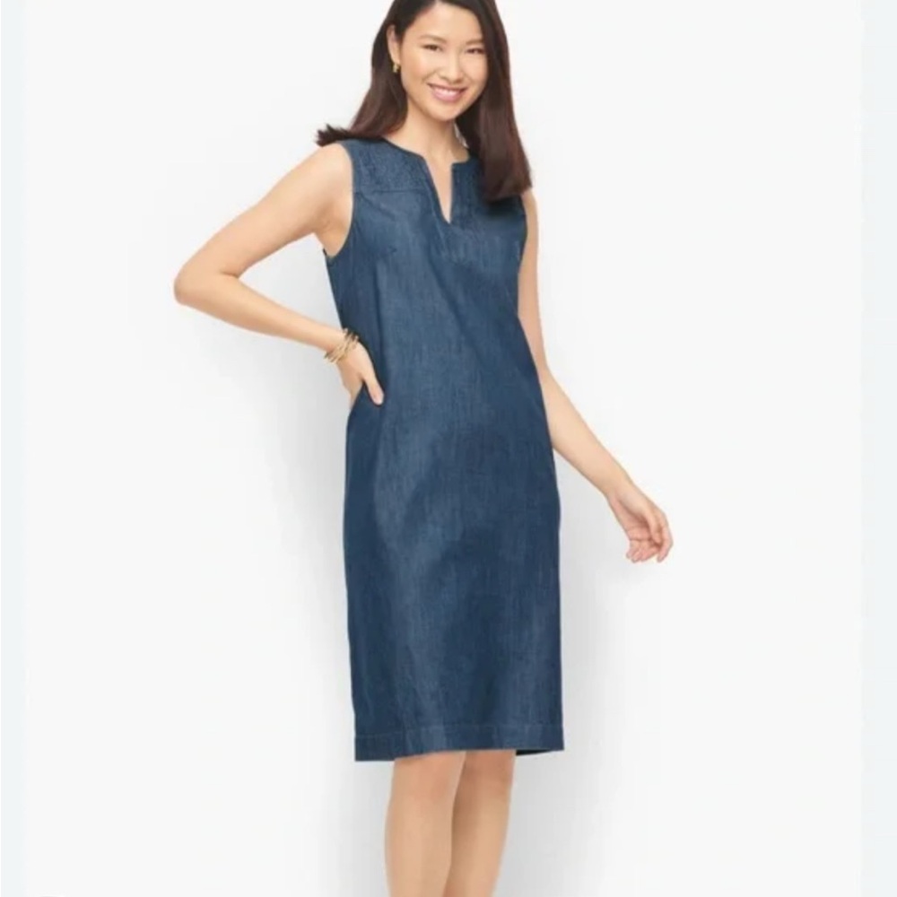 Talbots Blue Sleeveless Denim Dress